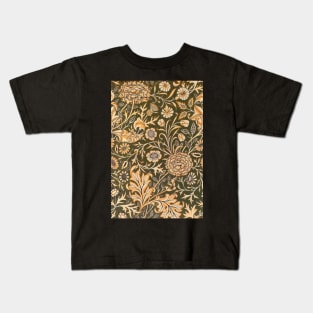 Antique Yellow Floral Vintage Wallpaper Pattern Kids T-Shirt